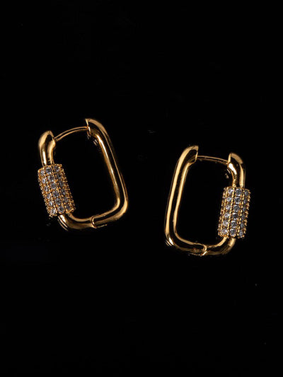 Square Chubby Diamond Earrings