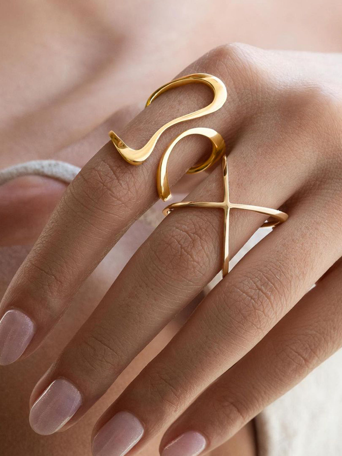 1pc Irregular Golden Whirl Open Ring