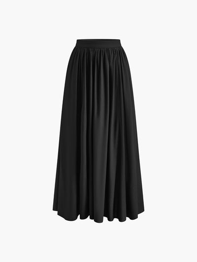 Linen Pleated Maxi Skirt