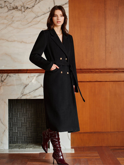 Elegant Lapel Belted Wool Coat