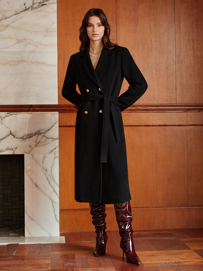 Elegant Lapel Belted Wool Coat