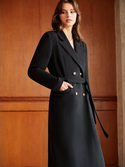 Elegant Lapel Belted Wool Coat