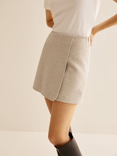 Tweed Side-Zipper Mini Skirt