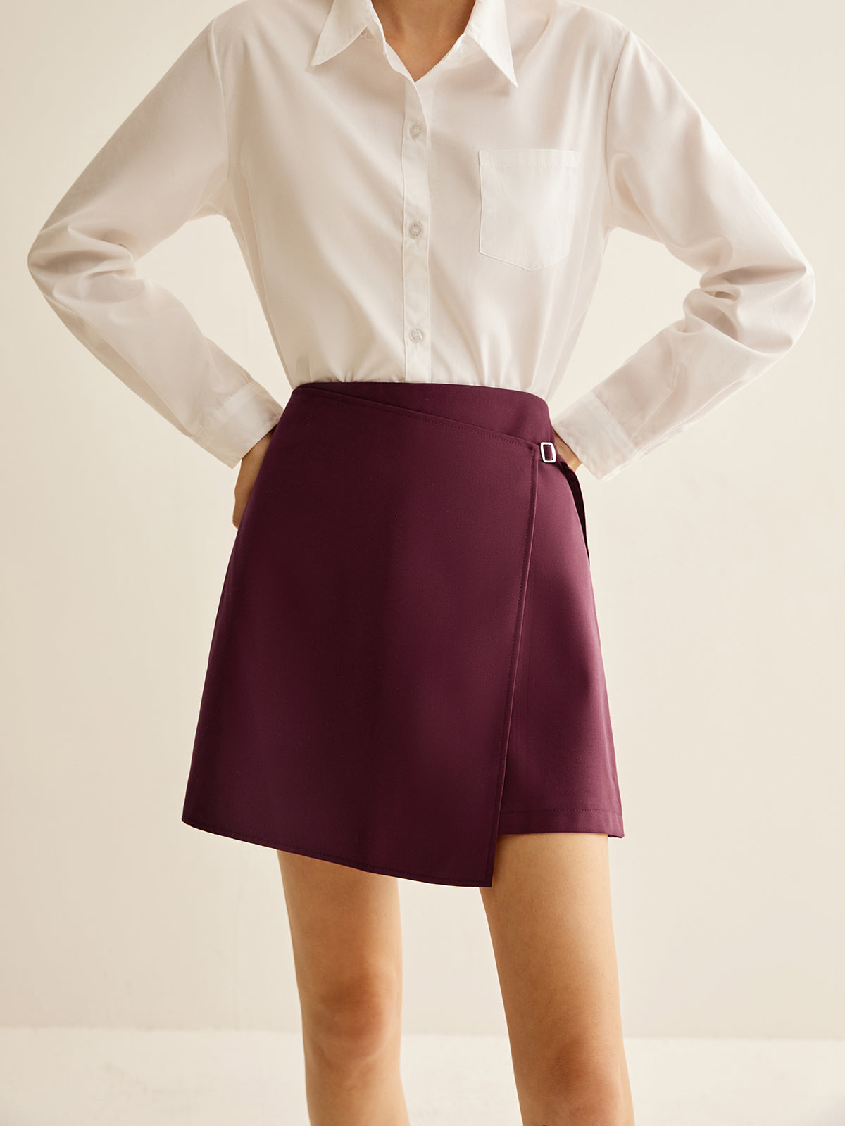 Burgundy Wrap Mini Skirt