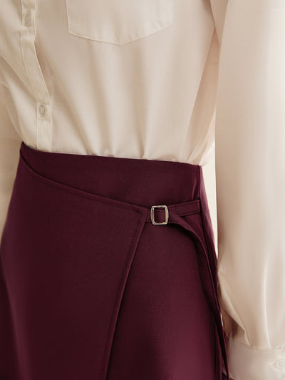 Burgundy Wrap Mini Skirt